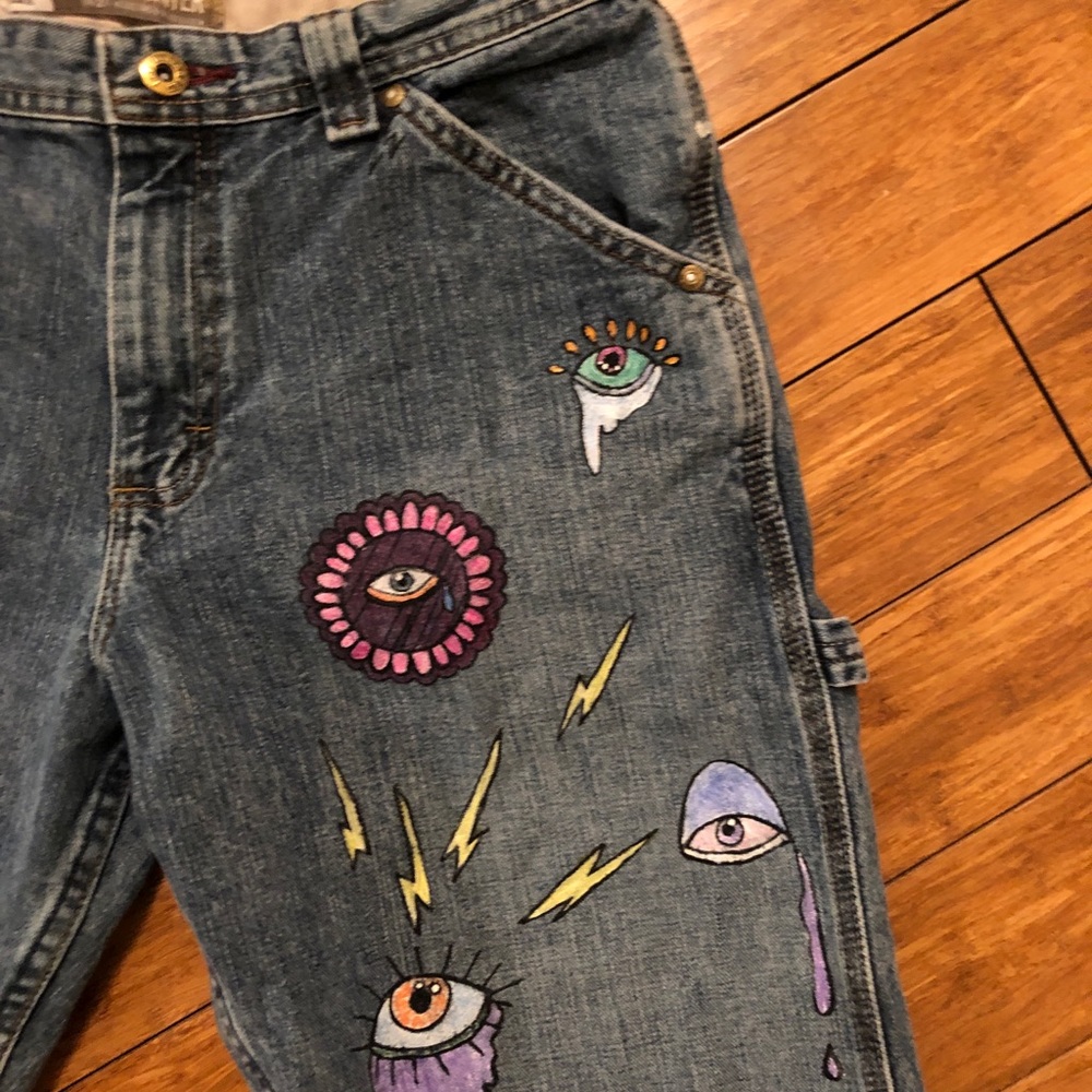 Handpainted custom Lee jeans by Emerson.Genes